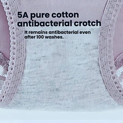 3-Pack Lace & Cotton Mid-High Waist Brief Underwear 40-80KG