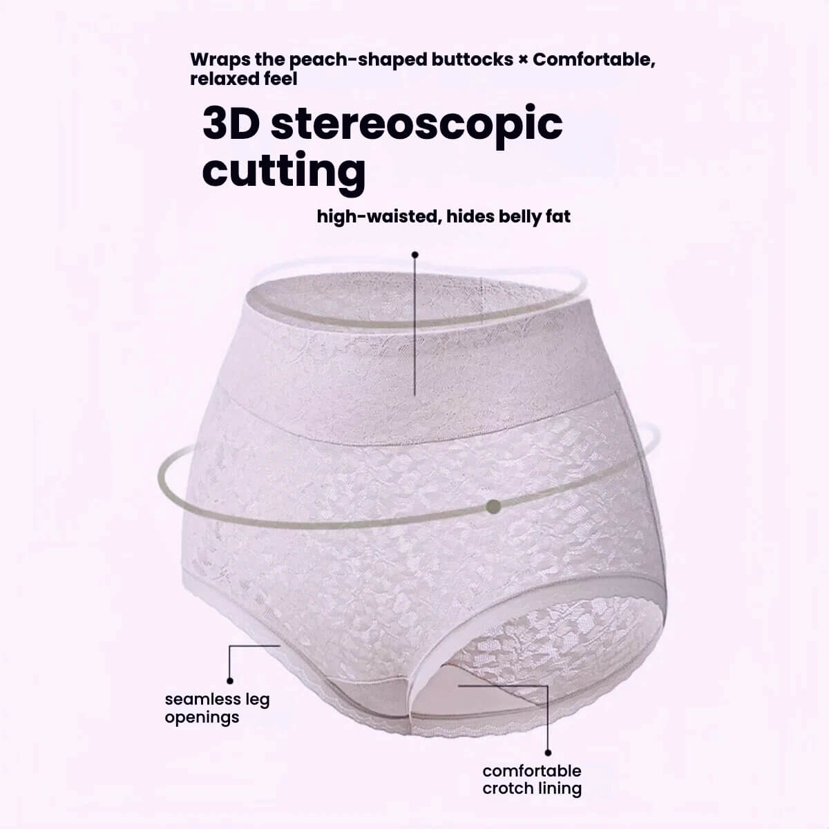 3-Pack Tummy Control & Butt Lifting Sexy Lace Ladie's Briefs 42.5-100KG