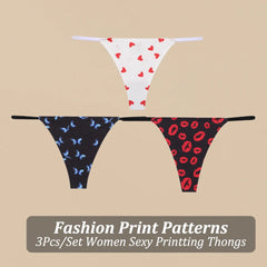 3PCS/Set Fashion Printting Thong Underwear