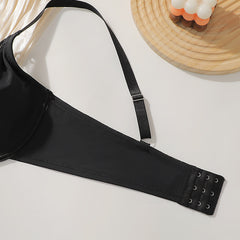 Black Plus Size Bra – Three-Quarter Cup Underwire Lace Push-Up for C, D, E Cups