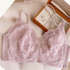 Convertible Plus Size Minimizer B-F Lace Ultra-Thin Bra, Soft Underwire Backless Brassiere