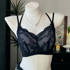 Convertible Plus Size Minimizer B-F Lace Ultra-Thin Bra, Soft Underwire Backless Brassiere