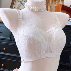 Convertible Plus Size Minimizer B-F Lace Ultra-Thin Bra, Soft Underwire Backless Brassiere