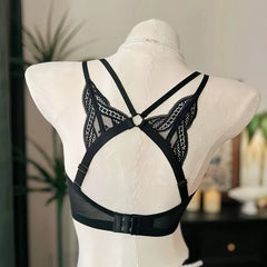 Convertible Plus Size Minimizer B-F Lace Ultra-Thin Bra, Soft Underwire Backless Brassiere