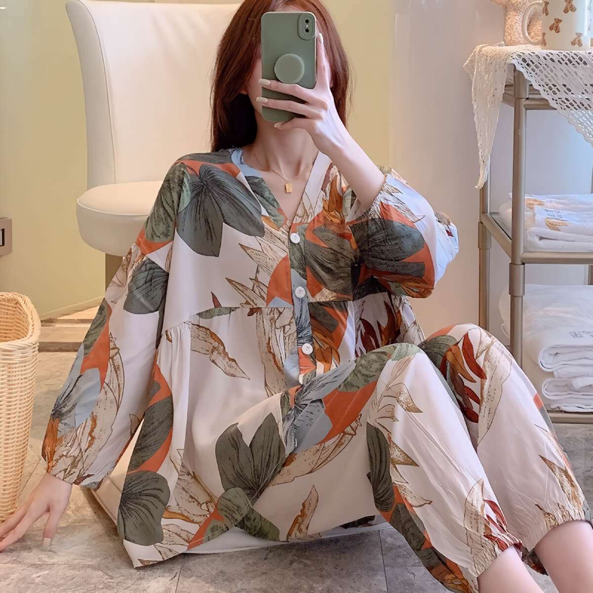 Cotton Poplin Floral Pajama Set - Okay Trendy