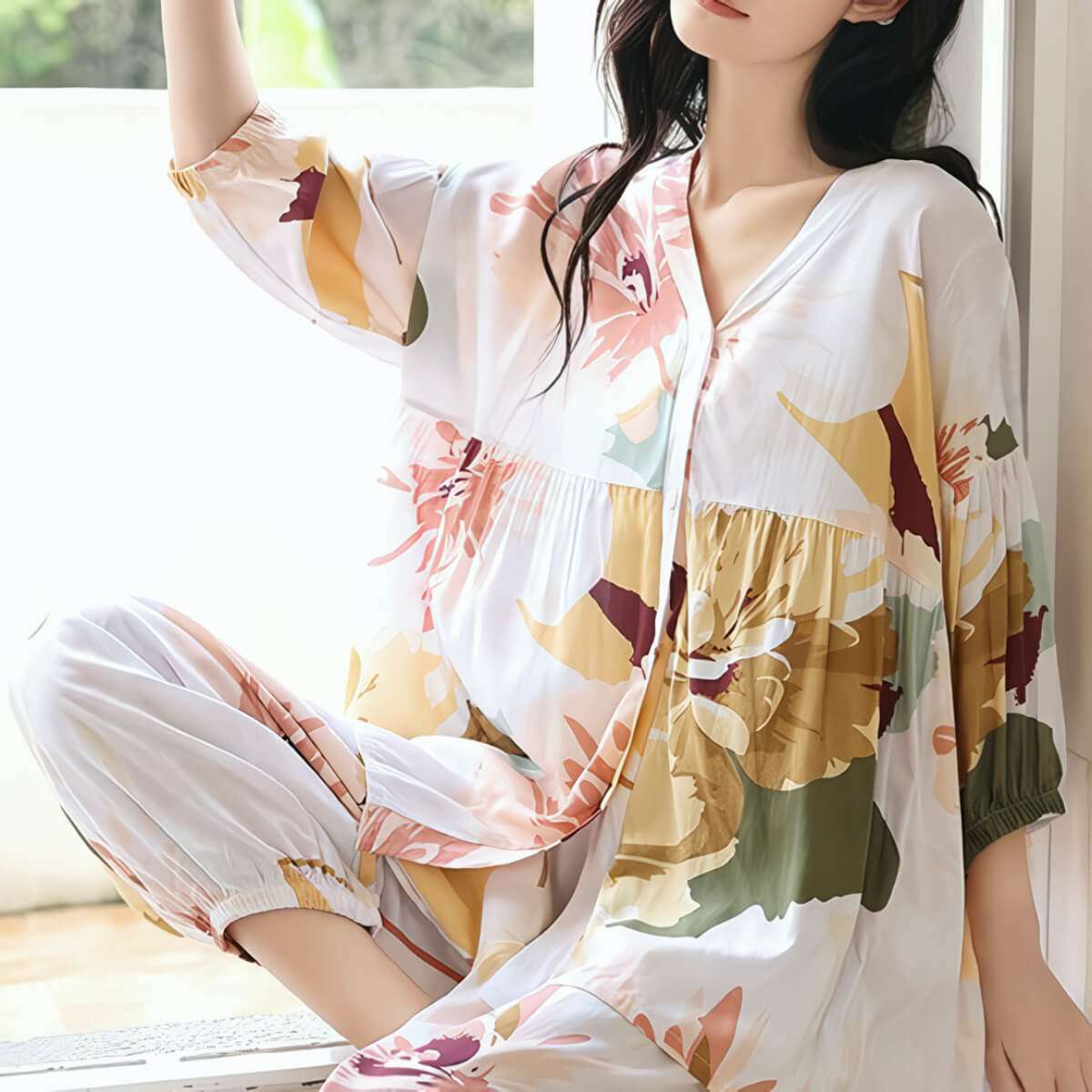 Cotton Poplin Floral Pajama Set - Okay Trendy