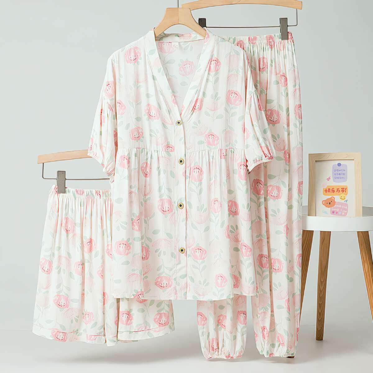 Cotton Poplin Floral Pajama Set - Okay Trendy