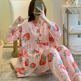 Cotton Poplin Fruit Pattern Pajamas Set
