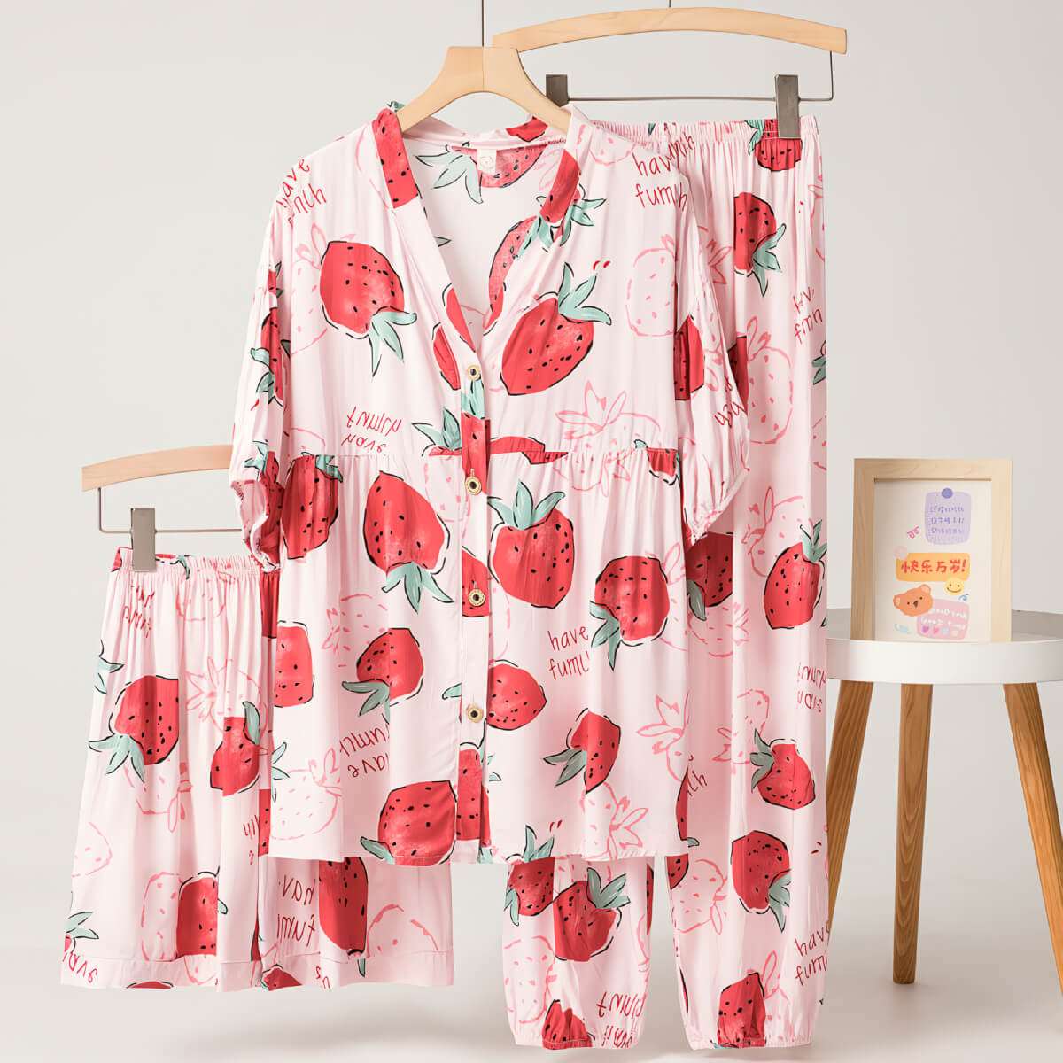 Cotton Poplin Fruit Pattern Pajamas Set
