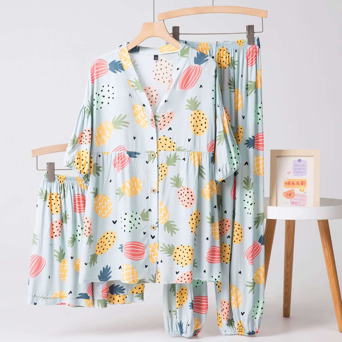 Cotton Poplin Fruit Pattern Pajamas Set