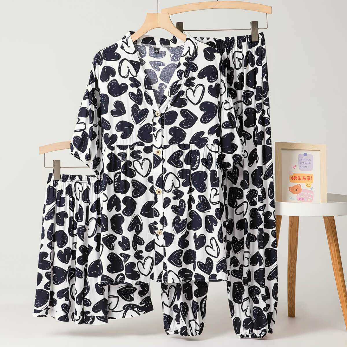 Cotton Poplin Heart Pajama Set