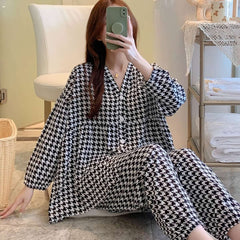 Cotton Poplin Stylish Pattern Pajamas Set