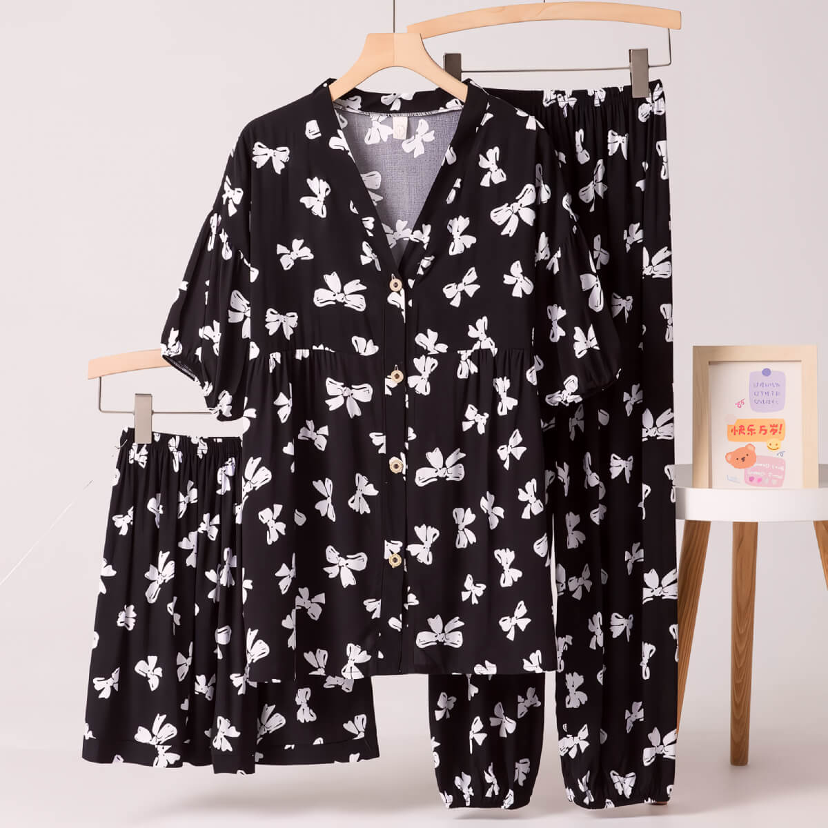 Cotton Poplin Stylish Pattern Pajamas Set