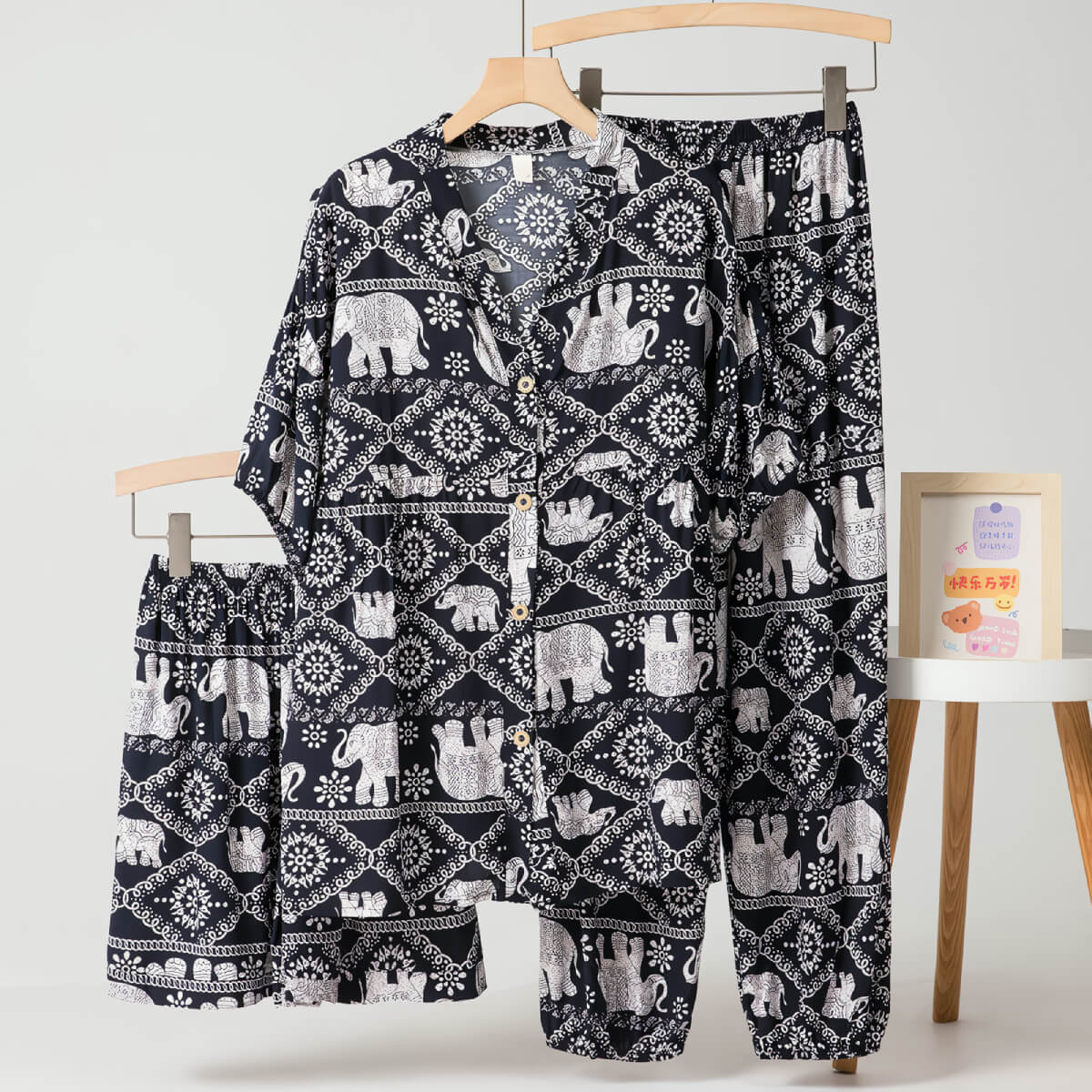 Cotton Poplin Stylish Pattern Pajamas Set