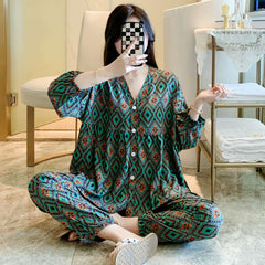 Cotton Poplin Stylish Pattern Pajamas Set