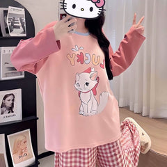 Cozy Cartoon Pajamas for Women with Chest Pads – Long Sleeve Comfort for All Seasons