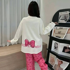 Cozy Cartoon Pajamas for Women with Chest Pads – Long Sleeve Comfort for All Seasons