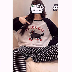Cozy Cartoon Pajamas for Women with Chest Pads – Long Sleeve Comfort for All Seasons