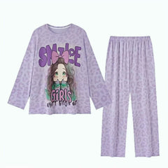 Cozy Cartoon Pajamas for Women with Chest Pads – Long Sleeve Comfort for All Seasons