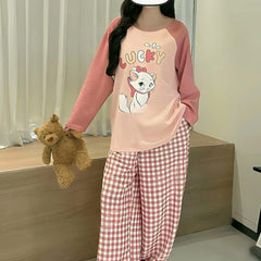 Cozy Cartoon Pajamas for Women with Chest Pads – Long Sleeve Comfort for All Seasons