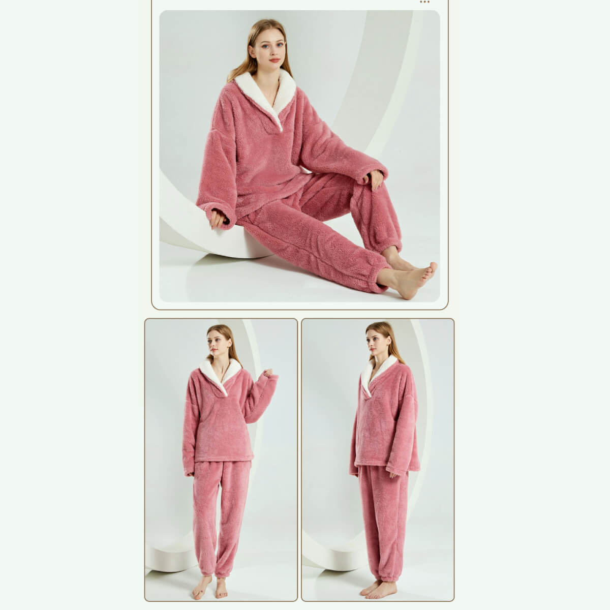 Cozy & Warm Long Sleeves Plus Size Loungewear Sets for Women