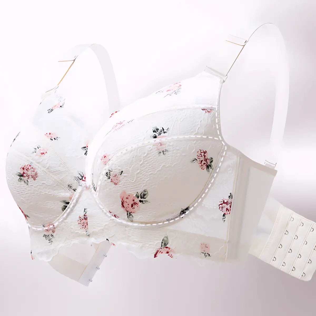 Floral Print Lace Bra for Large Breasts