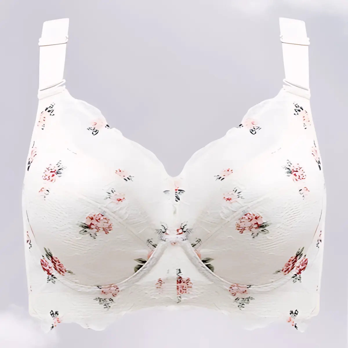 Floral Print Lace Bra for Large Breasts