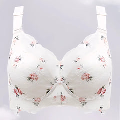 Floral Print Lace Bra for Large Breasts