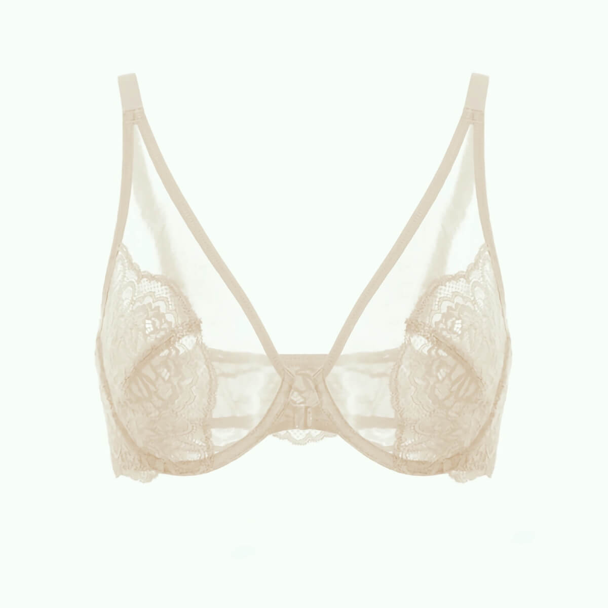 Front Closure Floral See Through Lace Bra