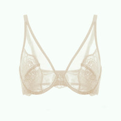 Front Closure Floral See Through Lace Bra