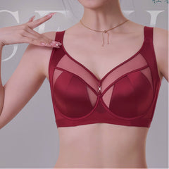 Full Figured Bra C D E Cup, Full Coverage Minimizer, Wire-free Anti-sagging, Everyday Lace Plus Size Bra