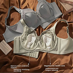 Full Figured Bra C D E Cup, Full Coverage Minimizer, Wire-free Anti-sagging, Everyday Lace Plus Size Bra