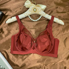 Full Figured Bra C D E Cup, Full Coverage Minimizer, Wire-free Anti-sagging, Everyday Lace Plus Size Bra