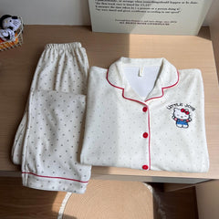 Cozy Hello Kitty Pajamas for Women, Warm Fleece Long-sleeved Loungewear Set