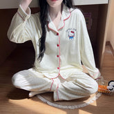 Cozy Hello Kitty Pajamas for Women, Warm Fleece Long-sleeved Loungewear Set