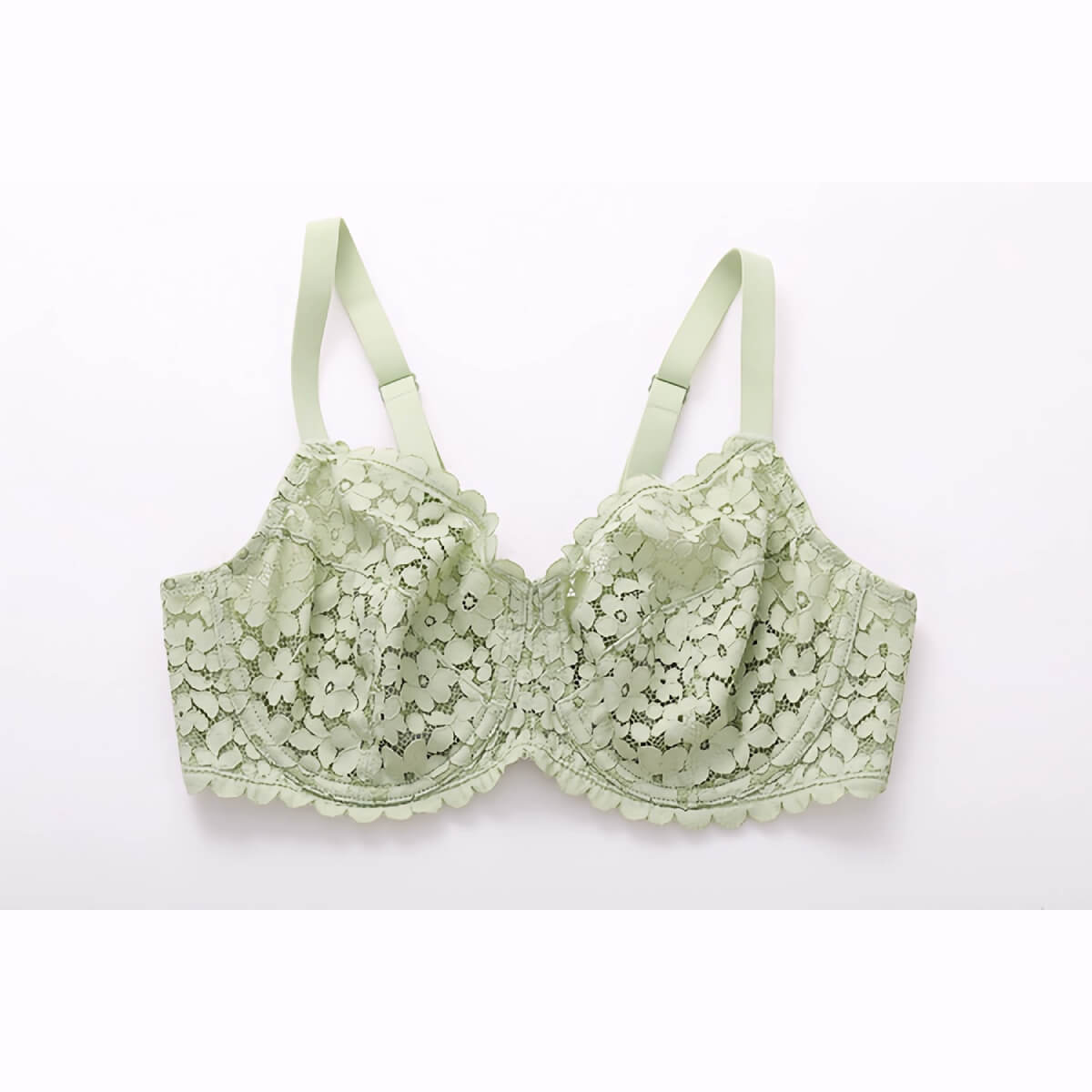 Green Floral Minimizer Underwire Lace Bra