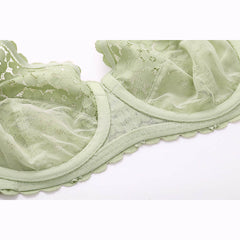 Green Floral Minimizer Underwire Lace Bra