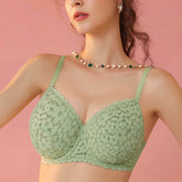Green Floral Minimizer Underwire Lace Bra