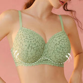 Green Floral Minimizer Underwire Lace Bra