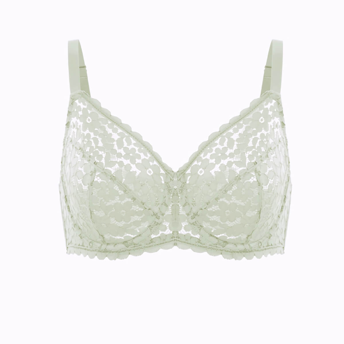 Green Floral Minimizer Underwire Lace Bra