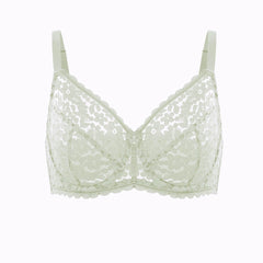 Green Floral Minimizer Underwire Lace Bra