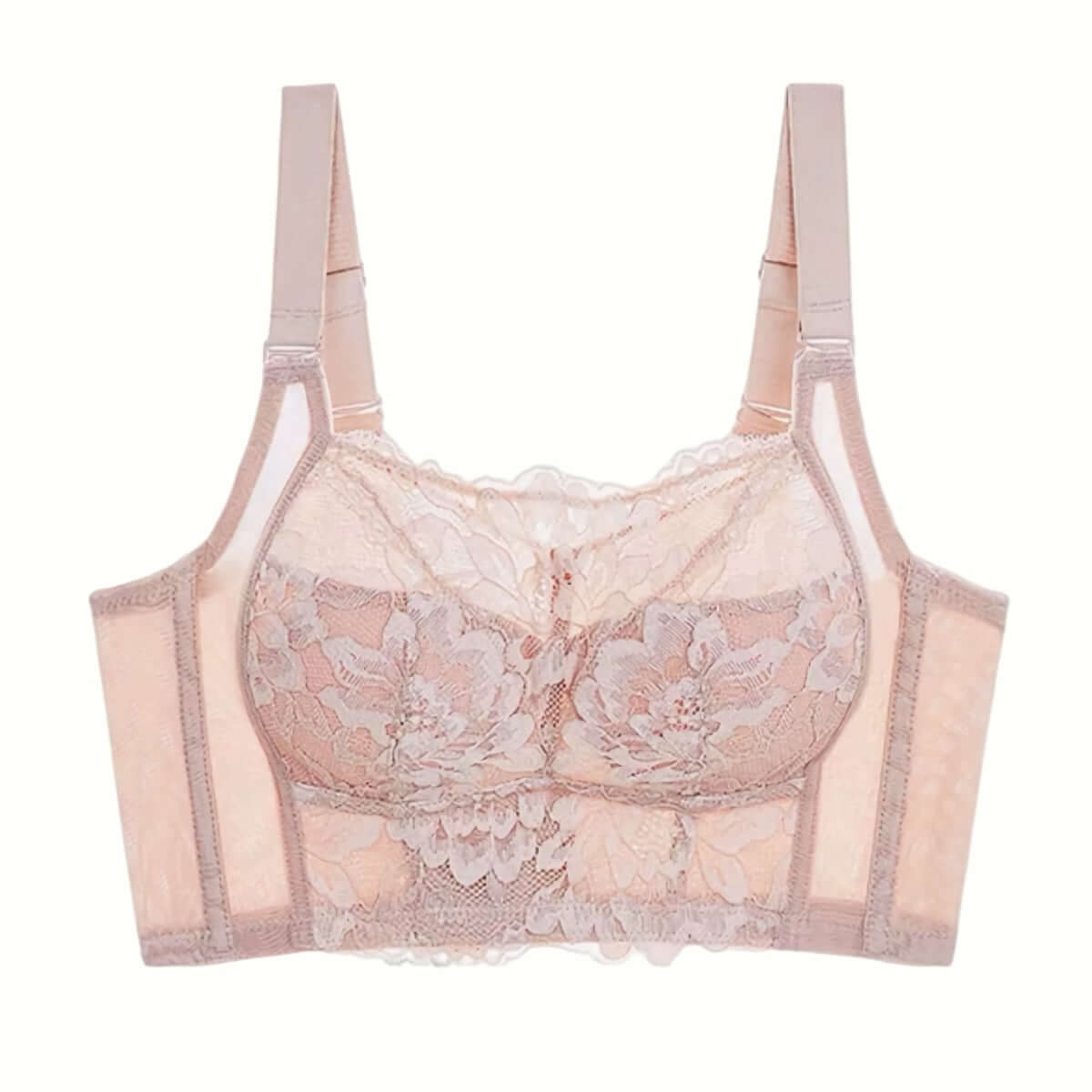 Floral Lace Seamless Bralette With Transparent Cup Wireless