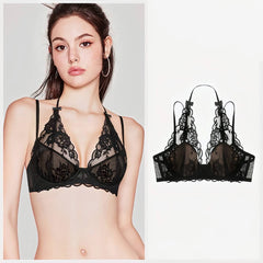 Lace Bralette & Thong Set for a Sexy, Subtle Lift – French-Inspired, Adjustable Neck Halter for a Smooth, Supportive Fit