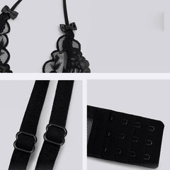 Lace Bralette & Thong Set for a Sexy, Subtle Lift – French-Inspired, Adjustable Neck Halter for a Smooth, Supportive Fit