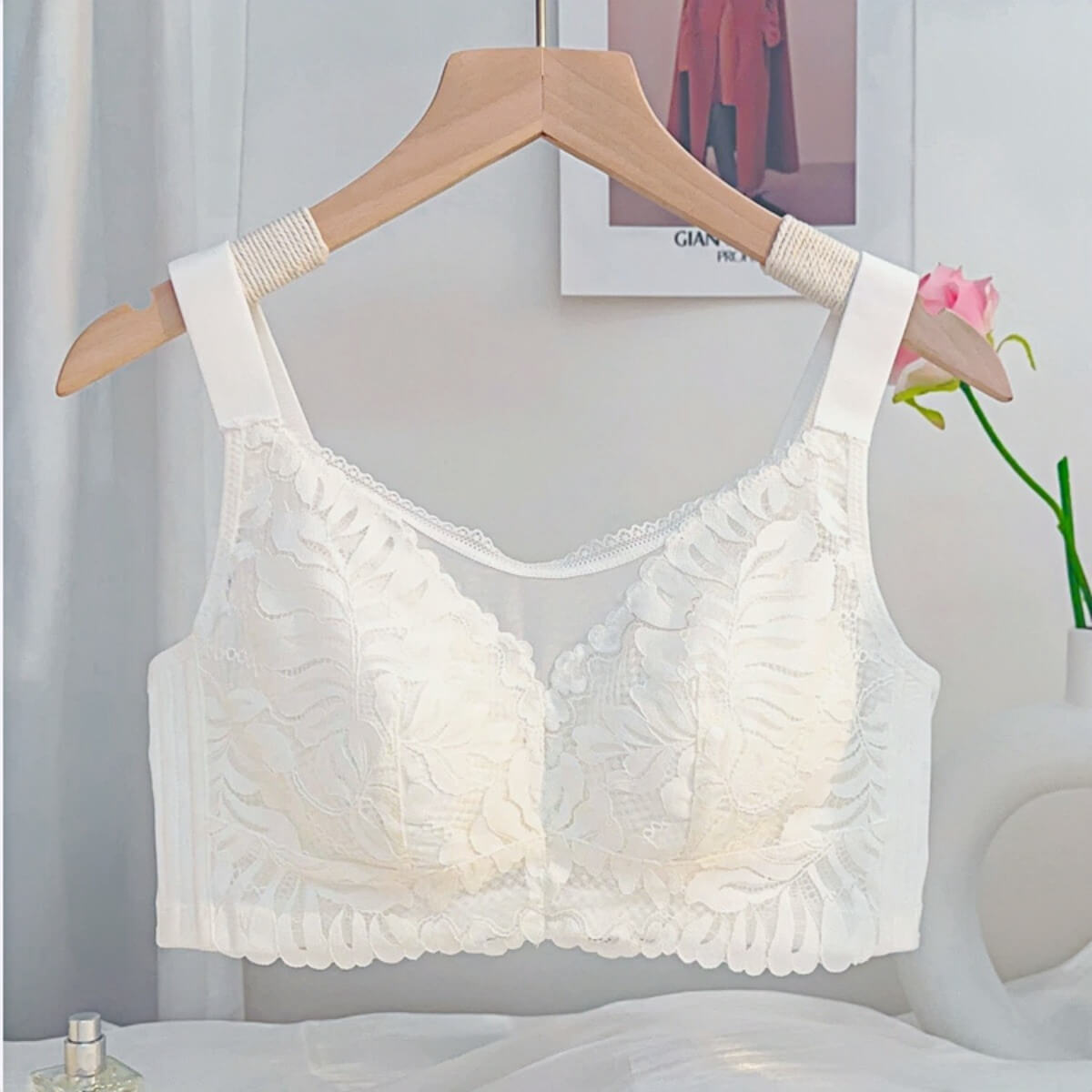 Lace Plus Size Full Cup Bra B-E Cup, Anti-exposure minimizer, Everyday anti-sagging bra