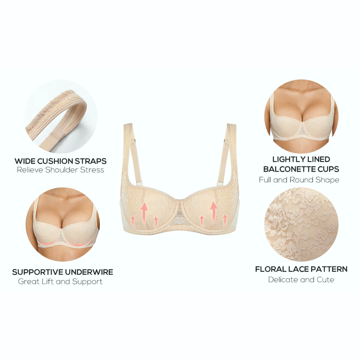 Lace Push Up Balconette Bra