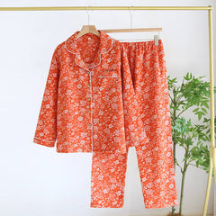 Long Sleeved Two Piece Sleepwear Women Cotton 100%