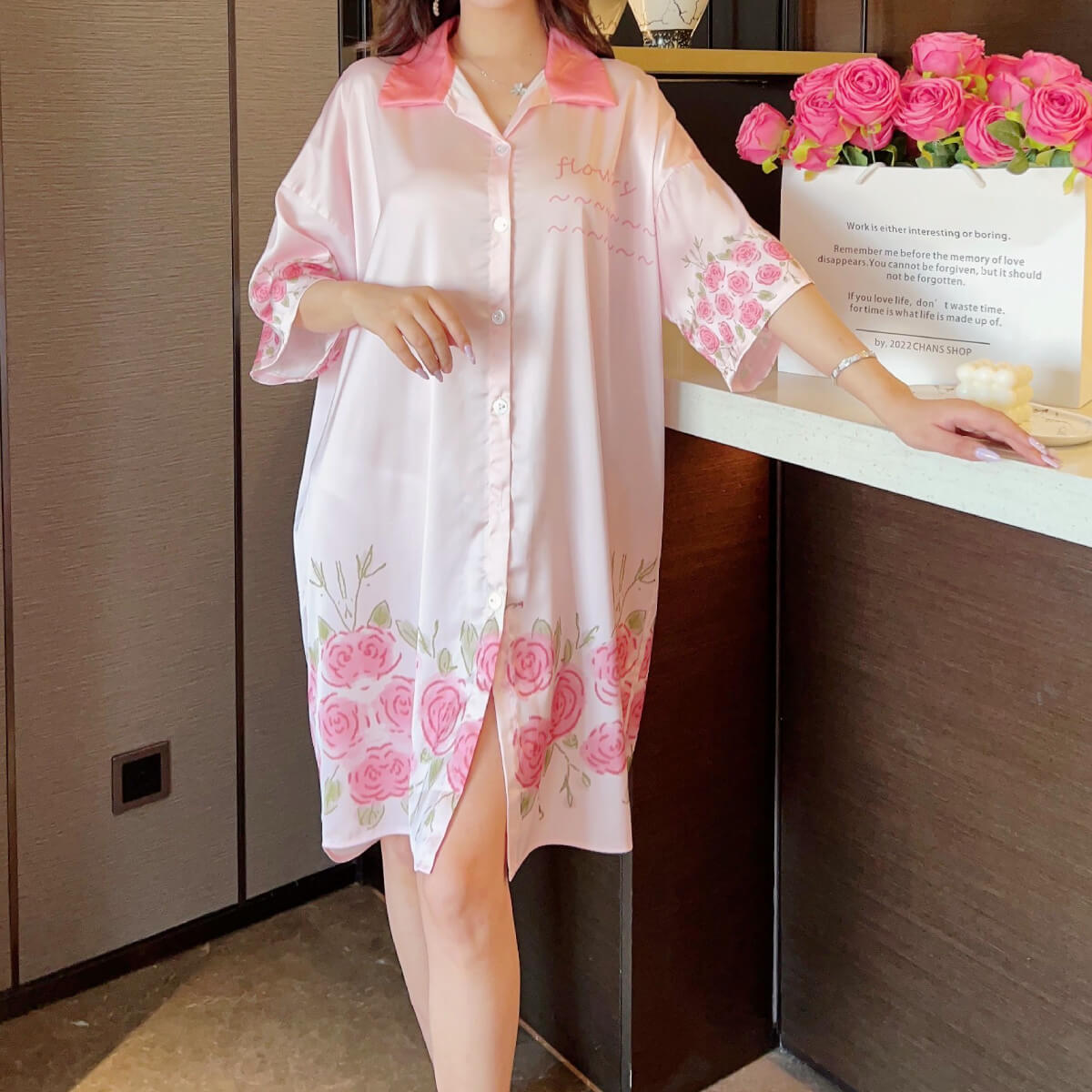 Luxury Plus Size Satin Nightdress