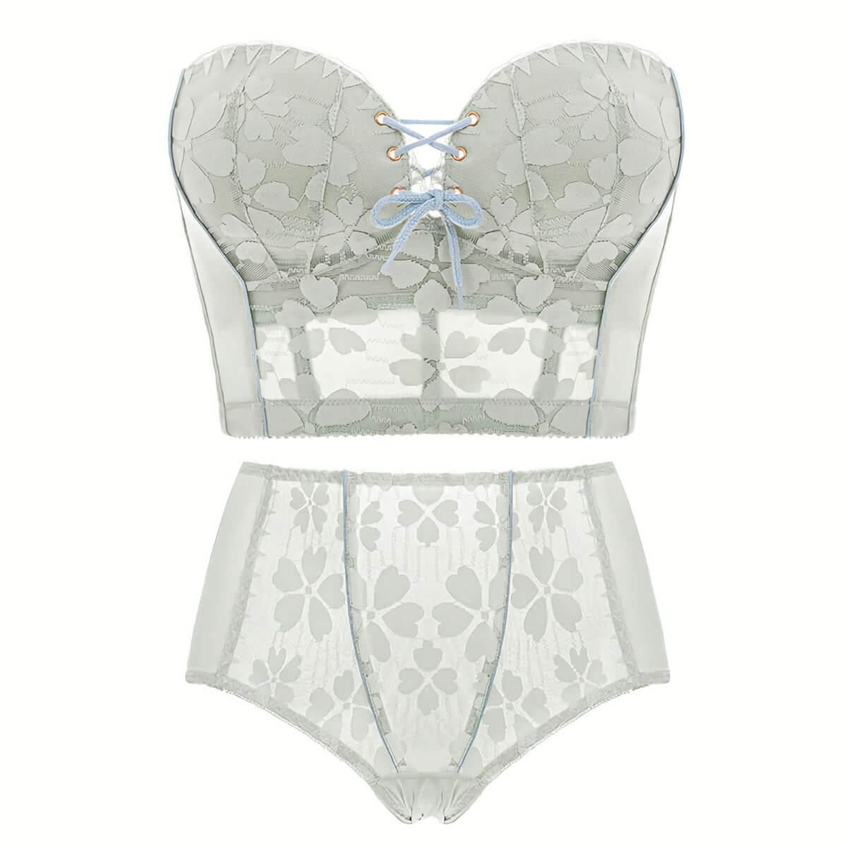 Matching Lace Strapless Longline Bra and Panties Set