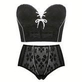 Matching Lace Strapless Longline Bra and Panties Set